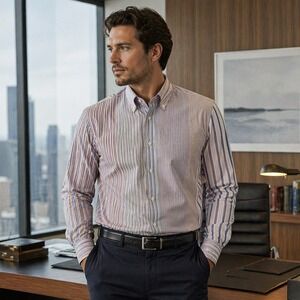 Ermenegildo Zegna Dress Shirt Striped Button Down Lightweight Italy Men's Small